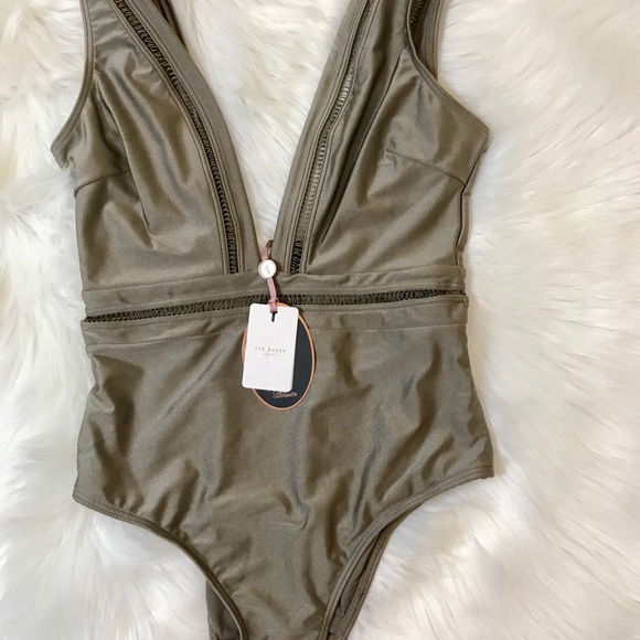 Sold Baker Deep V Swimsuit Khaki - Picture 2 of 7